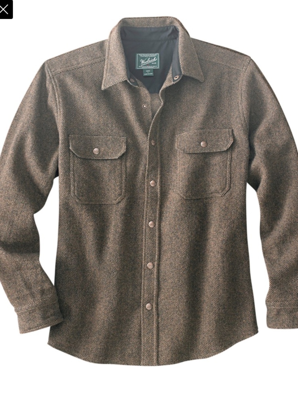 Woolrich NWT Men’s Wool Alaskan Shirt Jacket Shacket Brown Pockets Medium Flaw